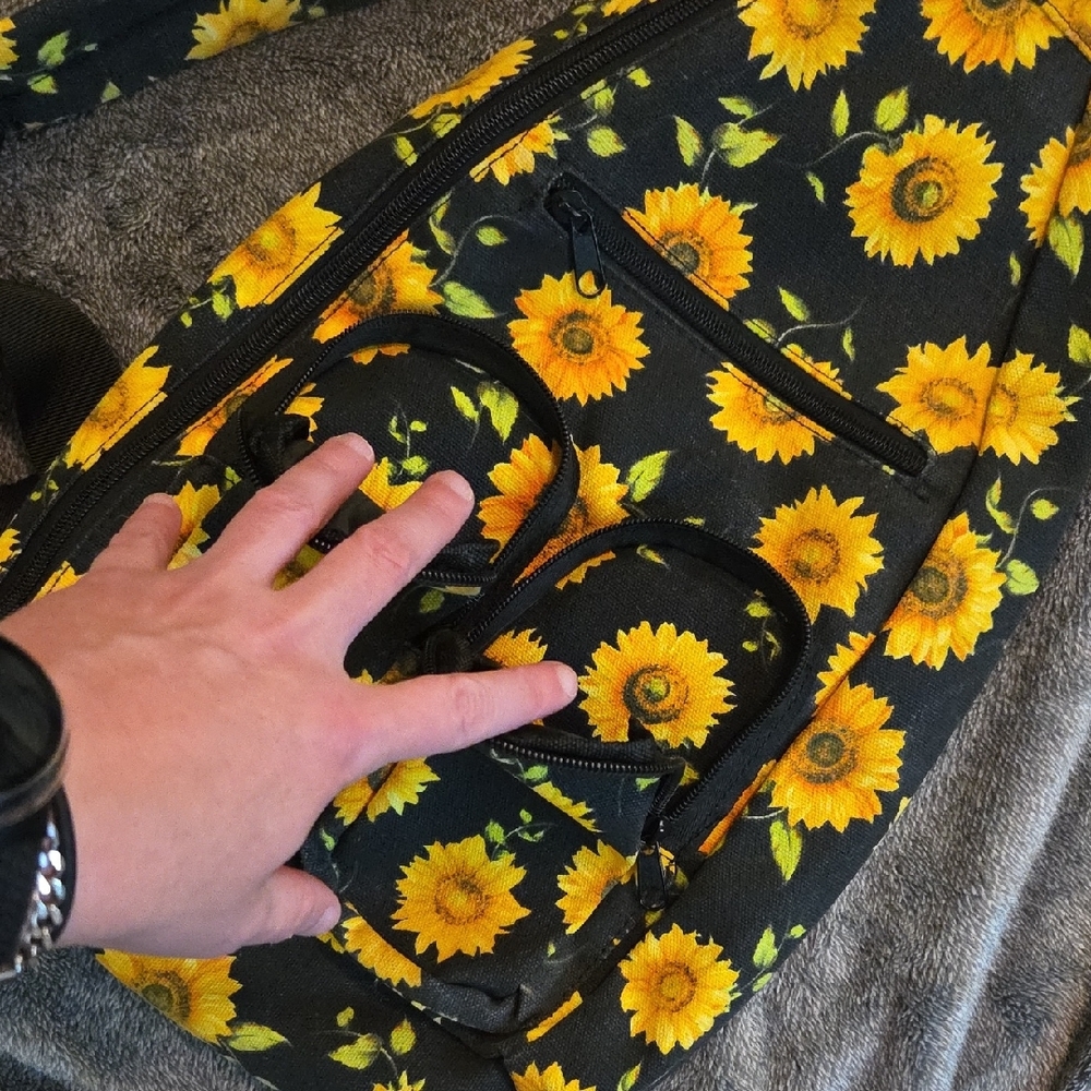 Sunflower Patterned Sling Backpack - image 3